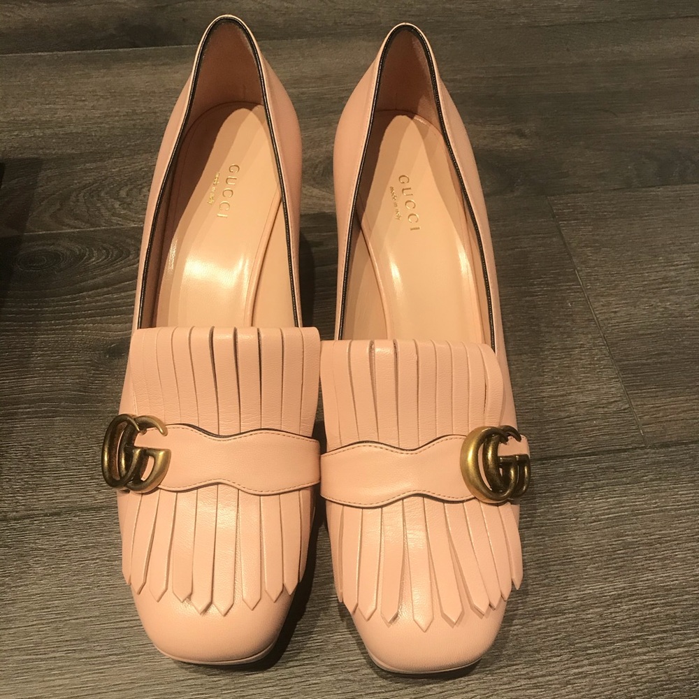 Gucci Women Marmont Leather Fringe Platform Pumps